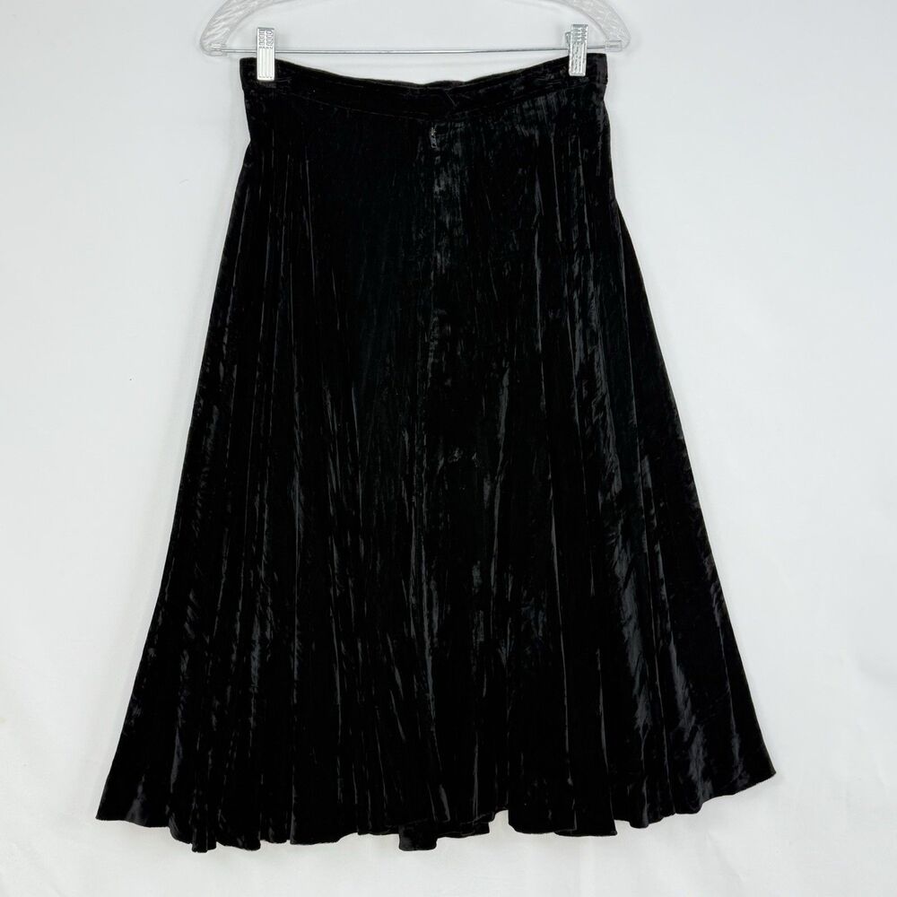 Vintage Saint Laurent Rive Gauche Crushed Velvet Midi Skirt 44 L Made in France - Picture 6 of 16